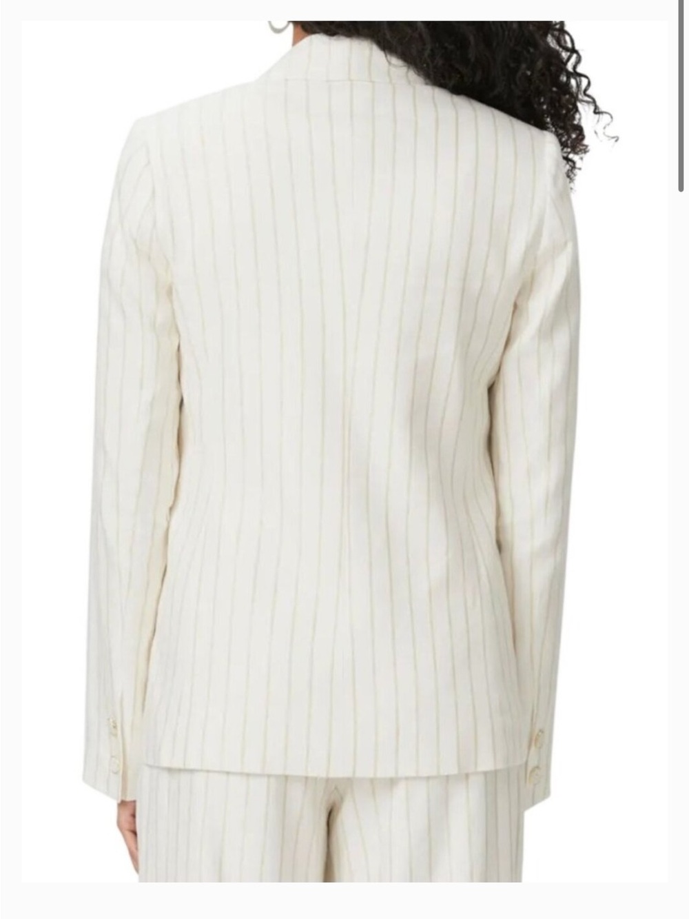 Paige Rosette Stripe Double-breasted Linen Blend Blazer Afterglow Gold Size S - Picture 2 of 5
